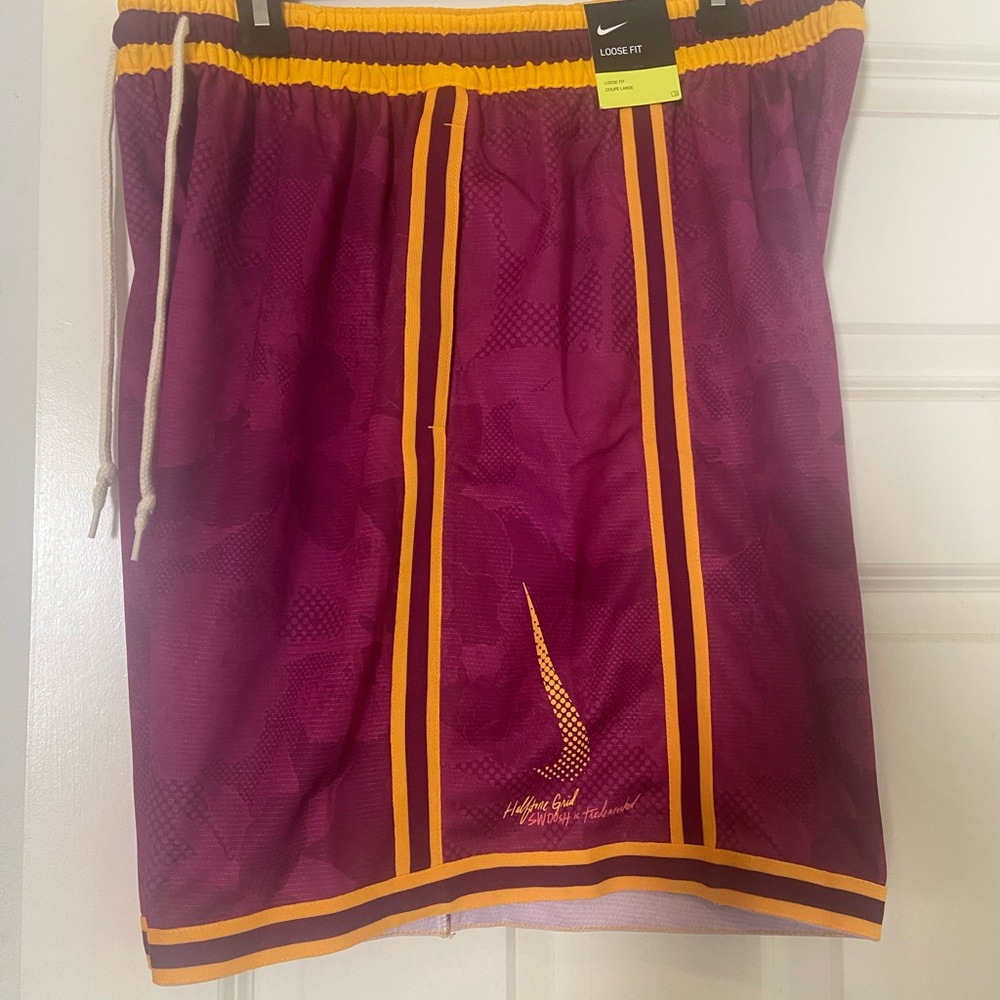 Nike Purple and Yellow Loose Fit Shorts
